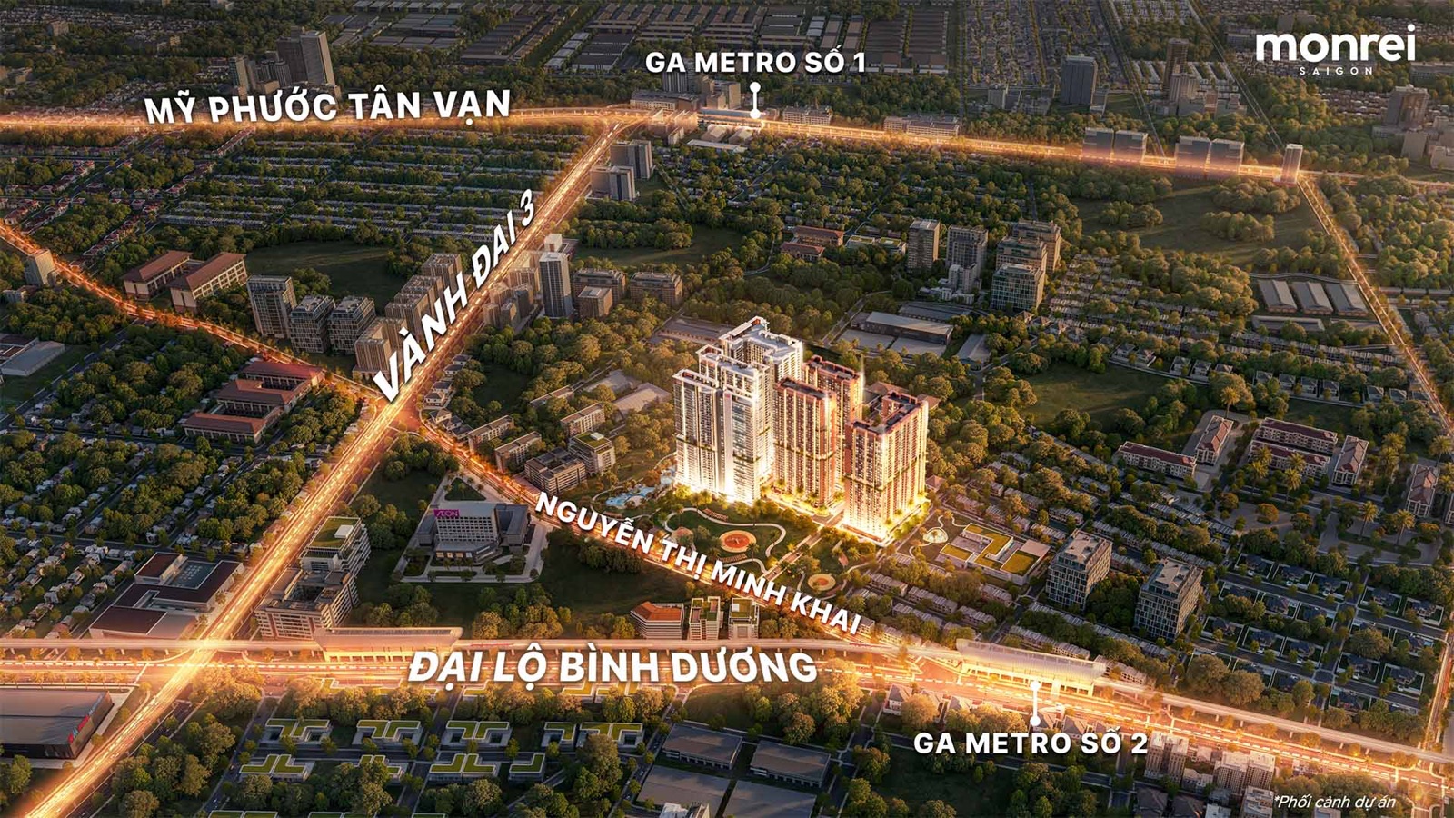 Phối cảnh tổng thể Monrei Saigon nhìn từ trên cao